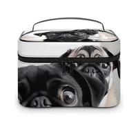 VFMKT Cute Black Pug Dog Makeup Bag Portable Travel Cosmetic Bag Zipper Makeup Organizer Toiletry Bag for Women Ladies, Cute Black Pug Dog, 25x18x15cm