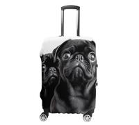 VFMKT Cute Black Pug Dog Travel Luggage Cover Elastic Washable Suitcase Cover Dustproof Anti-Scratch Suitcase Protector Fits 19-32 Inch Luggage, style, XL