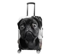 VFMKT Cute Black Pug Dog Travel Luggage Cover Elastic Washable Suitcase Cover Dustproof Anti-Scratch Suitcase Protector Fits 19-32 Inch Luggage, style, Small