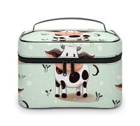 VFMKT Cute Cow Polka Dot Makeup Bag Portable Travel Cosmetic Bag Zipper Makeup Organizer Toiletry Bag for Women Ladies, Cute Cow Polka Dot, 25x18x15cm
