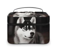 VFMKT Cute Husky Dog Makeup Bag Portable Travel Cosmetic Bag Zipper Makeup Organizer Toiletry Bag for Women Ladies, Cute Husky Dog, 25x18x15cm