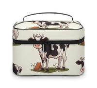 VFMKT Dairy Cow Makeup Bag Portable Travel Cosmetic Bag Zipper Makeup Organizer Toiletry Bag for Women Ladies, Dairy Cow, 25x18x15cm