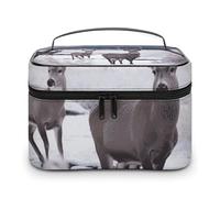 VFMKT Deer on Frozen Wilderness Makeup Bag Portable Travel Cosmetic Bag Zipper Makeup Organizer Toiletry Bag for Women Ladies, Deer on Frozen Wilderness, 25x18x15cm