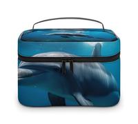 VFMKT Dolphins In The Makeup Bag Portable Travel Cosmetic Bag Zipper Makeup Organizer Toiletry Bag for Women Ladies, Dolphins In The, 25x18x15cm