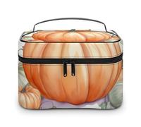 VFMKT Fall Watercolor Pumpkins Makeup Bag Portable Travel Cosmetic Bag Zipper Makeup Organizer Toiletry Bag for Women Ladies, Fall Watercolor Pumpkins, 25x18x15cm