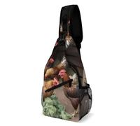 VFMKT Farm Chickens Sling Bag Waterproof Lightweight Crossbody Chest Bag Casual Travel Hiking Daypack for Women Men, Style, 38x20cm