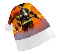 VFMKT Firefighter Fireman Flame Christmas Hat Comfort Plush Santa Hats Extra Thicken Xmas Hat for Adults Women Men Xmas New Year Party Headwear