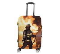 VFMKT Firefighter Fireman Flame Travel Luggage Cover Elastic Washable Suitcase Cover Dustproof Anti-Scratch Suitcase Protector Fits 19-32 Inch Luggage, style, M