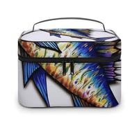 VFMKT Fish Art Makeup Bag Portable Travel Cosmetic Bag Zipper Makeup Organizer Toiletry Bag for Women Ladies, Fish Art, 25x18x15cm