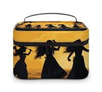 VFMKT Five Silhouettes of Hawaiian Dance Makeup Bag Portable Travel Cosmetic Bag Zipper Makeup Organizer Toiletry Bag for Women Ladies, Five Silhouettes of Hawaiian Dance, 25x18x15cm