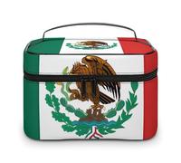 VFMKT Flag Of Mexico Makeup Bag Portable Travel Cosmetic Bag Zipper Makeup Organizer Toiletry Bag for Women Ladies, Flag Of Mexico, 25x18x15cm