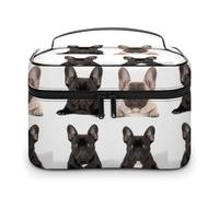 VFMKT French Bulldog Makeup Bag Portable Travel Cosmetic Bag Zipper Makeup Organizer Toiletry Bag for Women Ladies, French Bulldog, 25x18x15cm