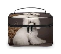 VFMKT French Poodle Makeup Bag Portable Travel Cosmetic Bag Zipper Makeup Organizer Toiletry Bag for Women Ladies, French Poodle, 25x18x15cm