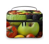 VFMKT Fresh Fruits And Vegetables Makeup Bag Portable Travel Cosmetic Bag Zipper Makeup Organizer Toiletry Bag for Women Ladies, Fresh Fruits And Vegetables, 25x18x15cm