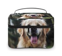 VFMKT Funny Golden Retriever Makeup Bag Portable Travel Cosmetic Bag Zipper Makeup Organizer Toiletry Bag for Women Ladies, Funny Golden Retriever, 25x18x15cm