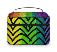 VFMKT Gay Pride Rainbow Pattern Makeup Bag Portable Travel Cosmetic Bag Zipper Makeup Organizer Toiletry Bag for Women Ladies, Gay Pride Rainbow Pattern, 25x18x15cm