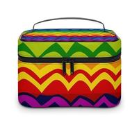 VFMKT Gay Pride Rainbow Pattern Makeup Bag Portable Travel Cosmetic Bag Zipper Makeup Organizer Toiletry Bag for Women Ladies, Gay Pride Rainbow Pattern, 25x18x15cm