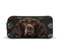 VFMKT German Shorthaired Pointer In Glasses Pencil Case Cute Pen Bag Large Capacity Pencil Pouch Makeup Cosmetic Bag for Women Men