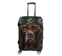 VFMKT German Shorthaired Pointer In Glasses Travel Luggage Cover Elastic Washable Suitcase Cover Dustproof Anti-Scratch Suitcase Protector Fits 19-32 Inch Luggage, style, Small