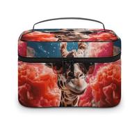 VFMKT Giraffe Wearing Sunglasses Makeup Bag Portable Travel Cosmetic Bag Zipper Makeup Organizer Toiletry Bag for Women Ladies, Giraffe Wearing Sunglasses, 25x18x15cm