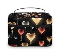 VFMKT Glowing Love Makeup Bag Portable Travel Cosmetic Bag Zipper Makeup Organizer Toiletry Bag for Women Ladies, Glowing Love, 25x18x15cm