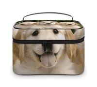 VFMKT Golden Retriever Puppies Makeup Bag Portable Travel Cosmetic Bag Zipper Makeup Organizer Toiletry Bag for Women Ladies, Golden Retriever Puppies, 25x18x15cm