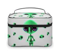 VFMKT Green Alien Makeup Bag Portable Travel Cosmetic Bag Zipper Makeup Organizer Toiletry Bag for Women Ladies, Green Alien, 25x18x15cm