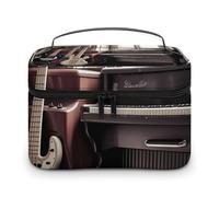 VFMKT Guitar Bass Music Musical Instruments Makeup Bag Portable Travel Cosmetic Bag Zipper Makeup Organizer Toiletry Bag for Women Ladies, Guitar Bass Music Musical Instruments, 25x18x15cm