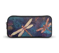 VFMKT Hand Painted Dragonfly Pencil Case Cute Pen Bag Large Capacity Pencil Pouch Makeup Cosmetic Bag for Women Men