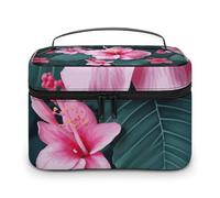 VFMKT Hawaii Flower Makeup Bag Portable Travel Cosmetic Bag Zipper Makeup Organizer Toiletry Bag for Women Ladies, Hawaii Flower, 25x18x15cm