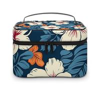 VFMKT Hawaii Flower Makeup Bag Portable Travel Cosmetic Bag Zipper Makeup Organizer Toiletry Bag for Women Ladies, Hawaii Flower, 25x18x15cm