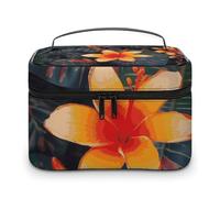VFMKT Hawaii Tropical Flower Makeup Bag Portable Travel Cosmetic Bag Zipper Makeup Organizer Toiletry Bag for Women Ladies, Hawaii Tropical Flower, 25x18x15cm