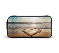 VFMKT Heart Shape Romantic Beach Pencil Case Cute Pen Bag Large Capacity Pencil Pouch Makeup Cosmetic Bag for Women Men