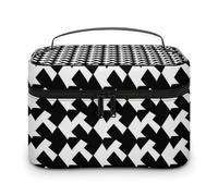 VFMKT Houndstooth Black Makeup Bag Portable Travel Cosmetic Bag Zipper Makeup Organizer Toiletry Bag for Women Ladies, Houndstooth Black, 25x18x15cm