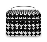 VFMKT Houndstooth Black Makeup Bag Portable Travel Cosmetic Bag Zipper Makeup Organizer Toiletry Bag for Women Ladies, Houndstooth Black, 25x18x15cm