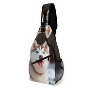 VFMKT Husky Piquant Dog Sling Bag Waterproof Lightweight Crossbody Chest Bag Casual Travel Hiking Daypack for Women Men, Style, 38x20cm