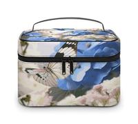VFMKT Hydrangeas Daisies Butterflies Makeup Bag Portable Travel Cosmetic Bag Zipper Makeup Organizer Toiletry Bag for Women Ladies, Hydrangeas Daisies Butterflies, 25x18x15cm