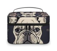 VFMKT I Love French Bulldog Makeup Bag Portable Travel Cosmetic Bag Zipper Makeup Organizer Toiletry Bag for Women Ladies, I Love French Bulldog, 25x18x15cm