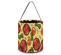 VFMKT I Love Pizza Heart Halloween Trick Or Treat Bag Reusable Halloween Candy Bucket Candy Bag Grocery Bags with Handles for Halloween Party Supplies Favors, Style, One Size
