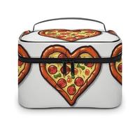 VFMKT I Love Pizza Heart Makeup Bag Portable Travel Cosmetic Bag Zipper Makeup Organizer Toiletry Bag for Women Ladies, I Love Pizza Heart, 25x18x15cm