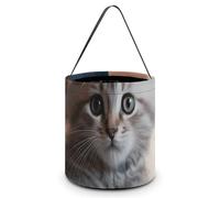 VFMKT Kitten Lying on Carpet Halloween Trick Or Treat Bag Reusable Halloween Candy Bucket Candy Bag Grocery Bags with Handles for Halloween Party Supplies Favors, Style, One Size