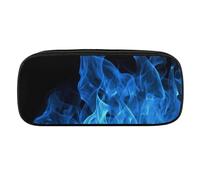 VFMKT Leather Pencil Bag Waterproof Cute Pen Case Travel Cosmetic Makeup Bag Organizer Pen Holder for Men Women,Blue Flame