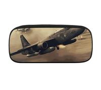 VFMKT Leather Pencil Bag Waterproof Cute Pen Case Travel Cosmetic Makeup Bag Organizer Pen Holder for Men Women,War Plane