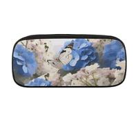 VFMKT Leather Pencil Bag Waterproof Cute Pen Case Travel Cosmetic Makeup Bag Organizer Pen Holder for Men Women,Hydrangeas Daisies Butterflies