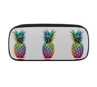 VFMKT Leather Pencil Bag Waterproof Cute Pen Case Travel Cosmetic Makeup Bag Organizer Pen Holder for Men Women,Colored Pineapple