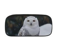 VFMKT Leather Pencil Bag Waterproof Cute Pen Case Travel Cosmetic Makeup Bag Organizer Pen Holder for Men Women,Snow Owl