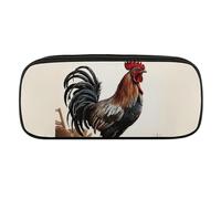 VFMKT Leather Pencil Bag Waterproof Cute Pen Case Travel Cosmetic Makeup Bag Organizer Pen Holder for Men Women,Rooster