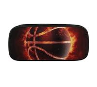 VFMKT Leather Pencil Bag Waterproof Cute Pen Case Travel Cosmetic Makeup Bag Organizer Pen Holder for Men Women,Basketball in Fire