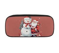VFMKT Leather Pencil Bag Waterproof Cute Pen Case Travel Cosmetic Makeup Bag Organizer Pen Holder for Men Women,Santa Claus Snowman