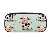 VFMKT Leather Pencil Bag Waterproof Cute Pen Case Travel Cosmetic Makeup Bag Organizer Pen Holder for Men Women,Cute Cow Polka Dot